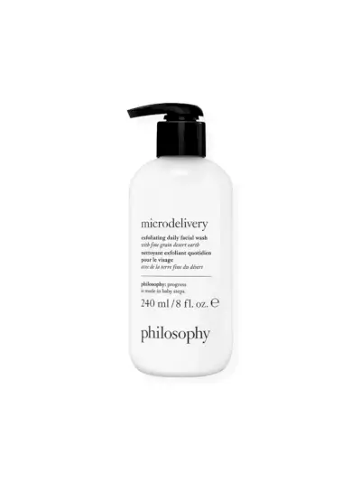Philosophy Microdelivery Exfoliating Daily Facial Wash v priehľadnej fľaštičke s čiernou pumpičkou
