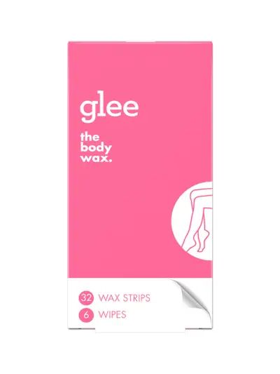 Glee the Body Wax szőrtelenítő csíkok rózsaszín csomagolás fehér alapon