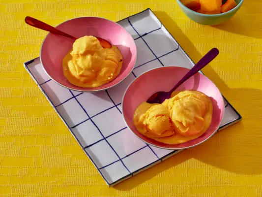 Krēmveida mango pudiņš