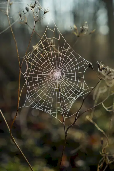 zirnekļa tīkla sekla fokusa fotografēšana