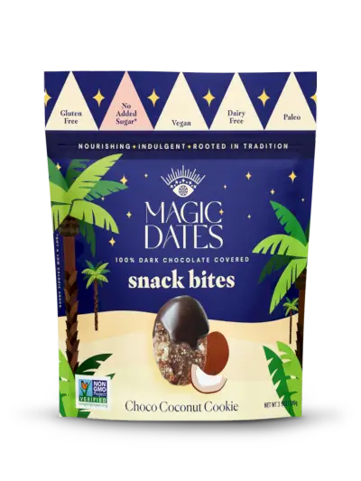 No puc deixar de menjar dàtils màgics mossegades d'aperitius coberts de xocolata