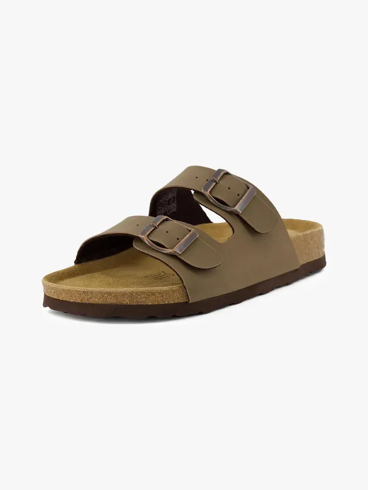 Sandàlies de planta de suro de Cushionaire Lane amb component de marca sobre fons gris clar