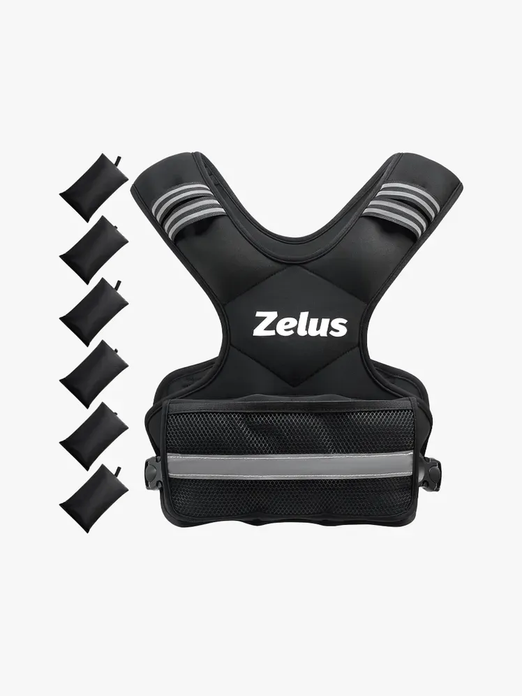 Zelus Weighted Vest i mærket komponent på en lysegrå baggrund
