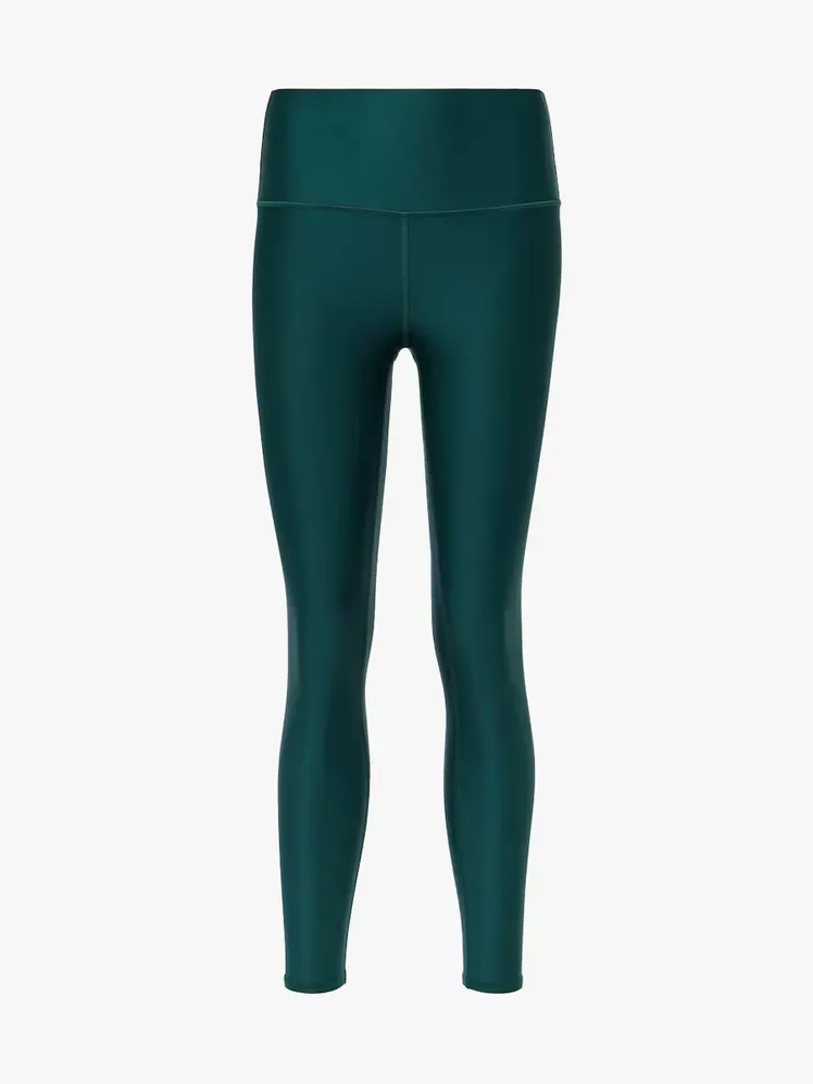 연한 회색 배경에 굵은 녹색 컬러의 7/8 하이웨이스트 에어리프트 레깅스