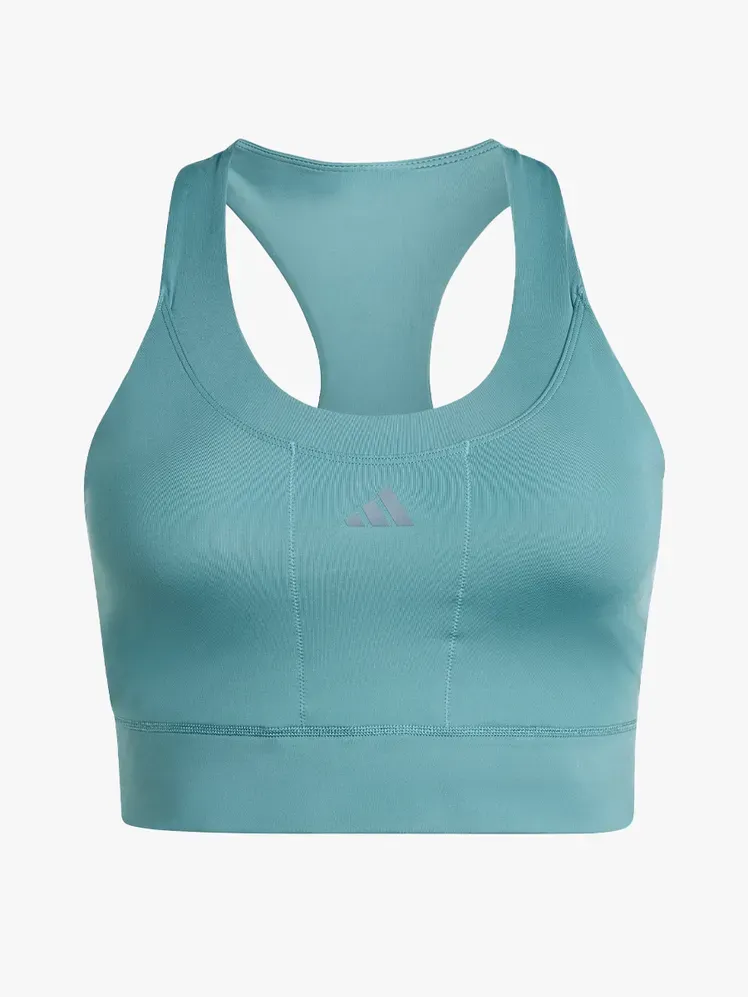 Adidas Run Pocket Medium-Support melltartó márkás komponensből, világosszürke alapon