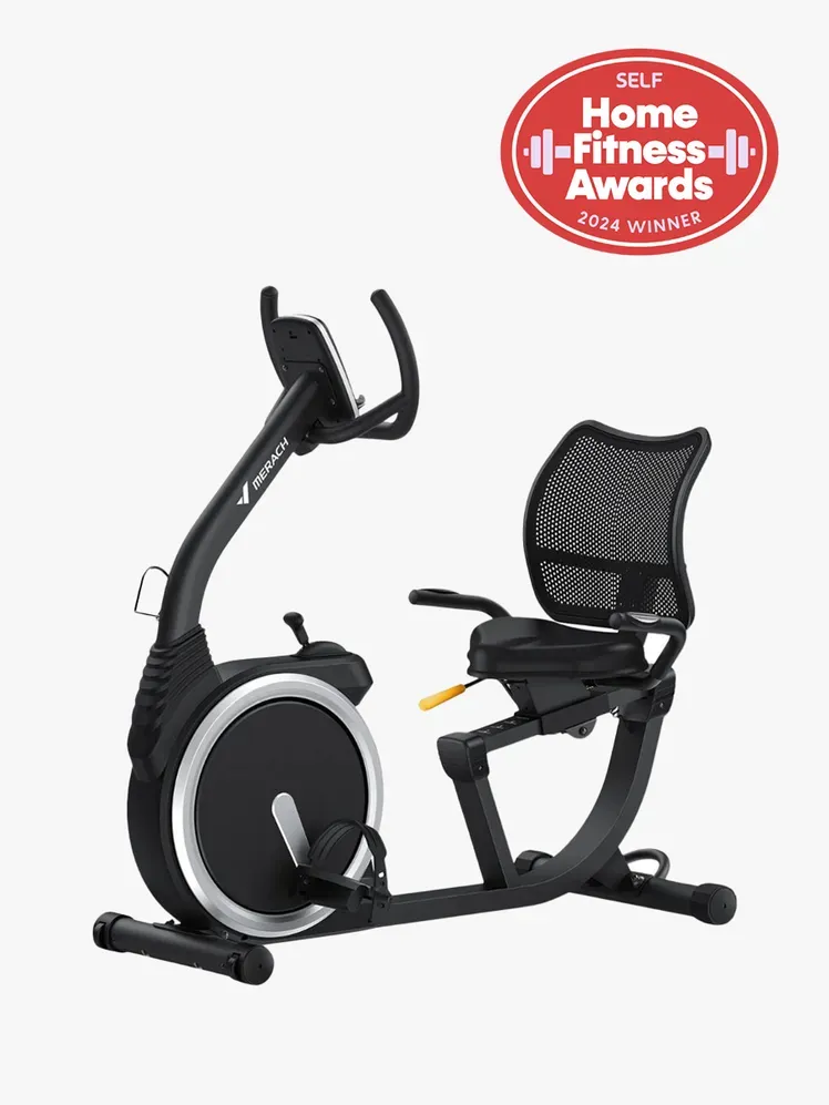 Sepeda Latihan Telentang Merach S19 dalam komponen bermerek dengan latar belakang abu-abu terang