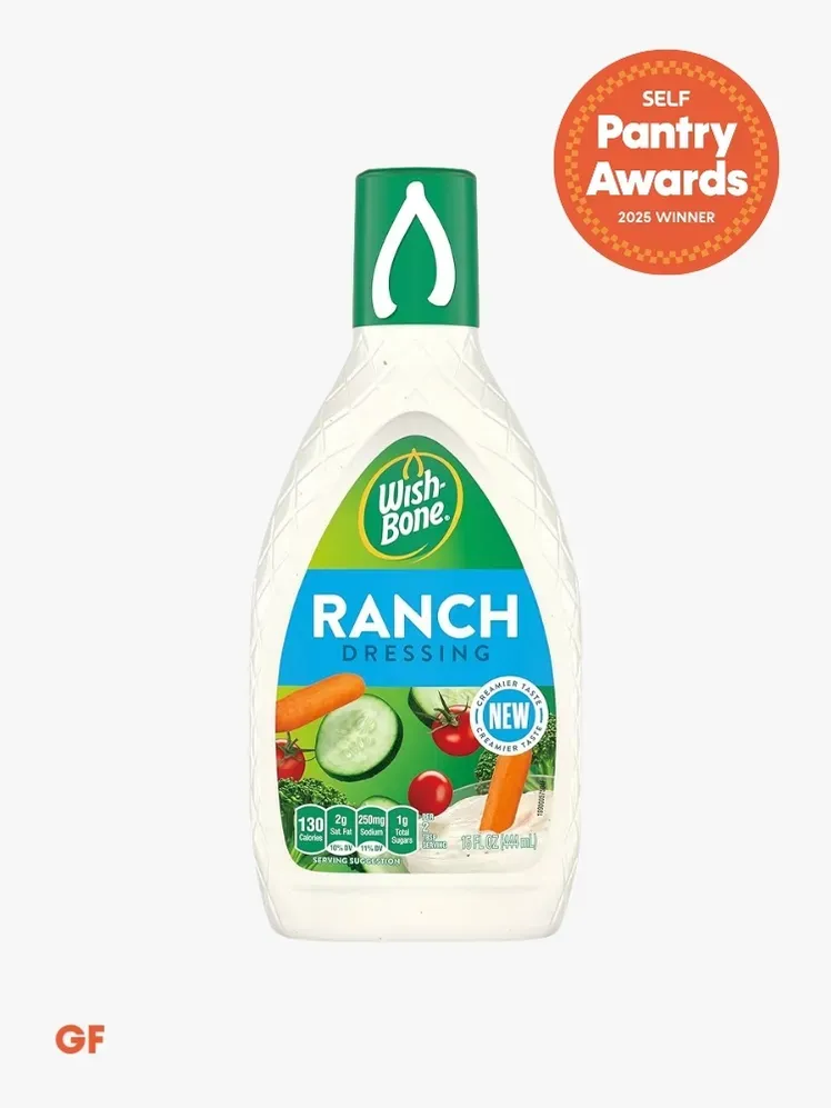 witte fles met groene dop en oranje SELF Pantry Awards-zegel rechtsboven