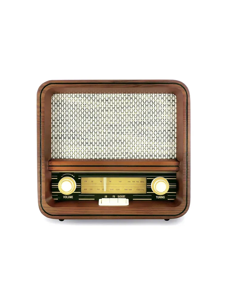 Fuse Rad Radio con Bluetooth en color marrón y negro sobre fondo blanco.