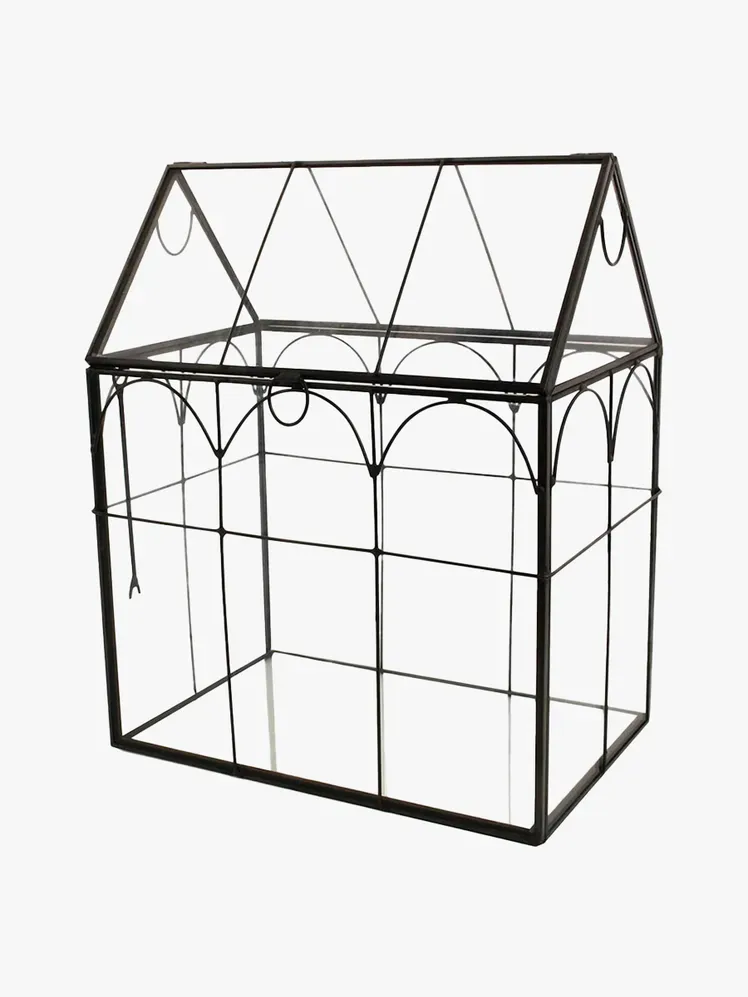 Terrarium géométrique en verre Elegantlife en composant de marque sur fond gris clair