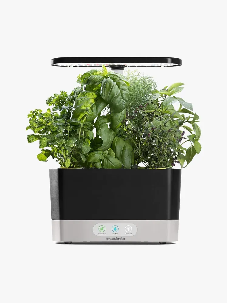 AeroGarden Harvest en composant de marque sur fond gris clair