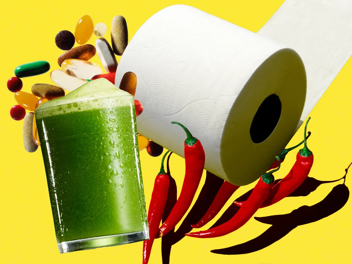 आंत स्वास्थ्य रूपांकनों का कोलाज