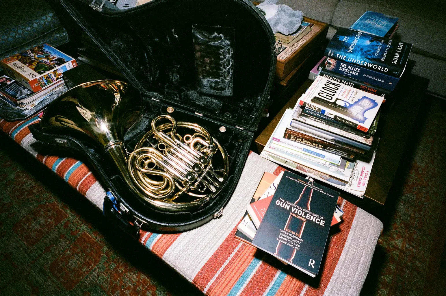 Obrázek může obsahovat mosaznou sekci Horn Musical Instrument Book Publikace a francouzský roh