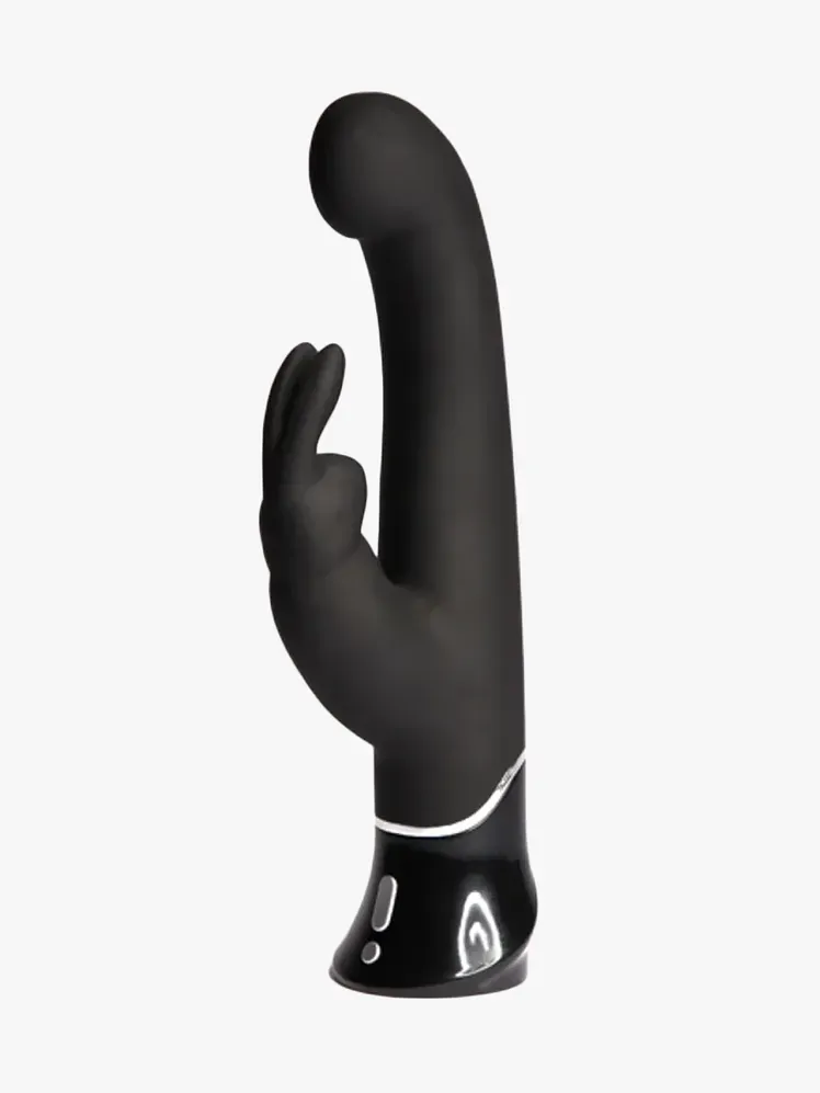 Fifty Shades of Grey Greedy Girl G-Spot Rabbit Vibrator в фірмовій комплектації на світло-сірому фоні