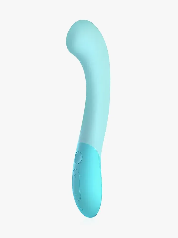 Секс-іграшка Gii G-Spot Vibrator синього кольору на світло-сірому фоні