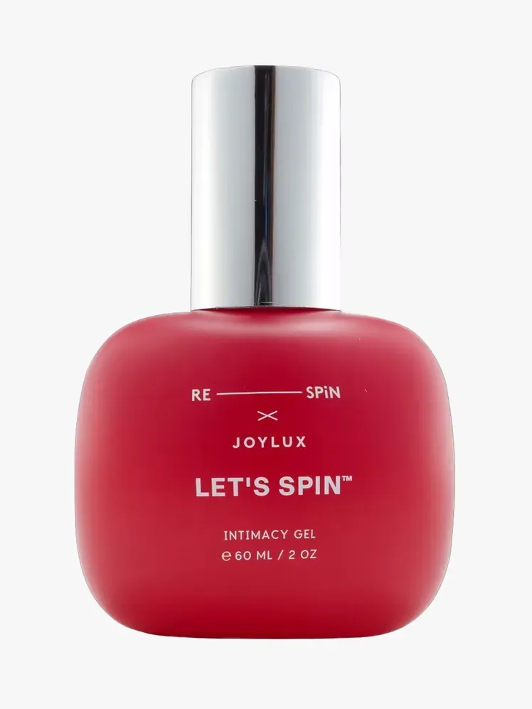 Let’s Spin Intimacy Gel у фірмовому компоненті на світло-сірому фоні