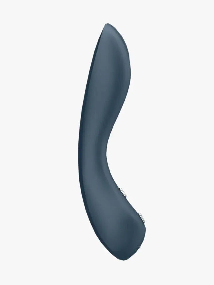 Vibrador Satisfyer G-Spot Wave 4 en component de marca sobre un fons gris clar