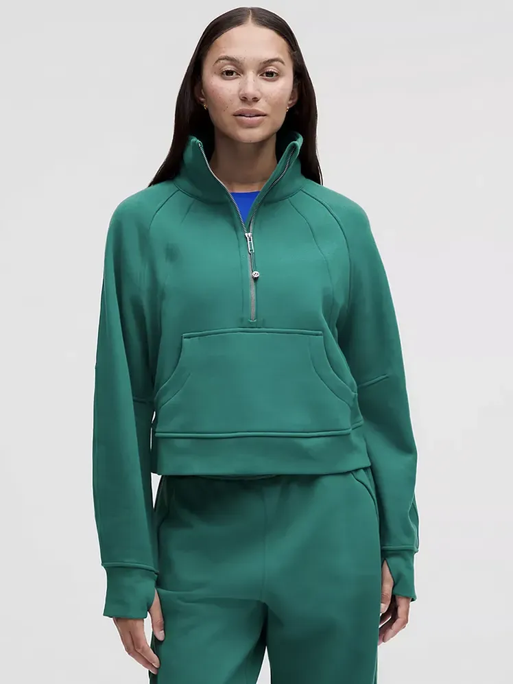 Ritsleting Setengah Leher Corong Besar Scuba dengan warna teal bermerek sesuai model