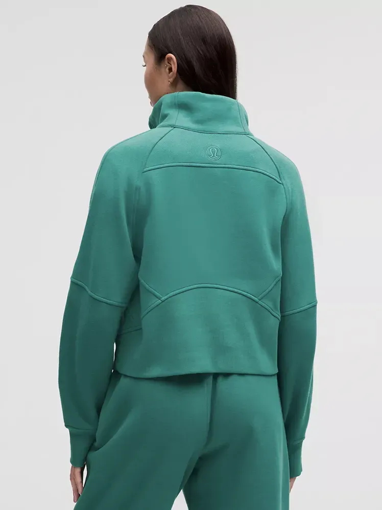 Ritsleting Setengah Leher Corong Besar Scuba dengan warna teal bermerek sesuai model