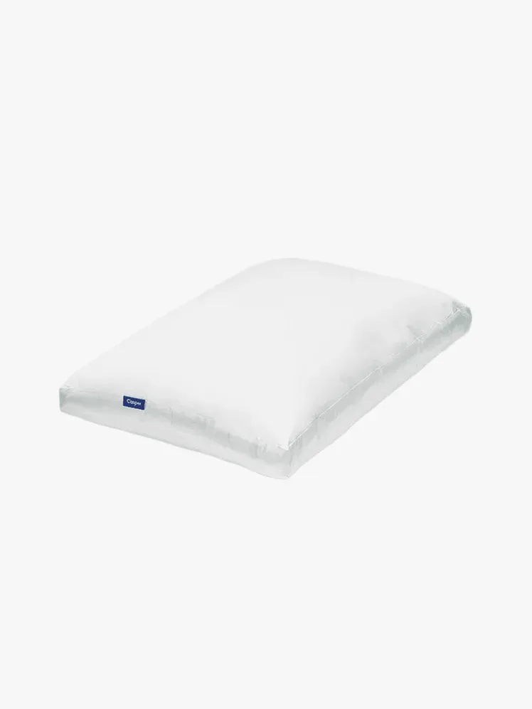 หมอน Casper Sleep Original (ขนาดมาตรฐาน) ส่วนประกอบแบรนด์บนพื้นหลังสีเทาอ่อน