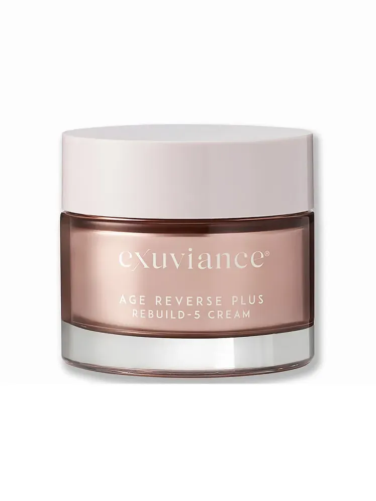 Крем Rebuild-5 у фірмовій прозорій банці з білою кришкою на білому тлі