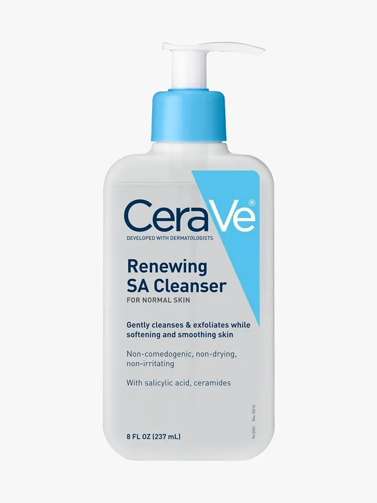 CeraVe SA Cleanser ברכיב ממותג על רקע אפור בהיר