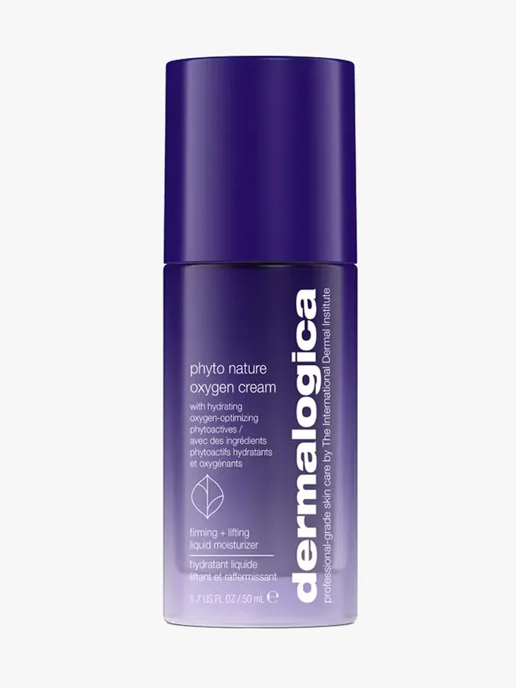 Dermalogica Phyto Nature Oxygen Cream in componenta de marca pe un fundal gri deschis