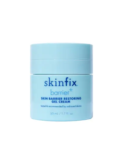 Skinfix Barrier+ Crema de gel restauradora de barrera cutánea en frasco azul con tapa azul sobre fondo blanco